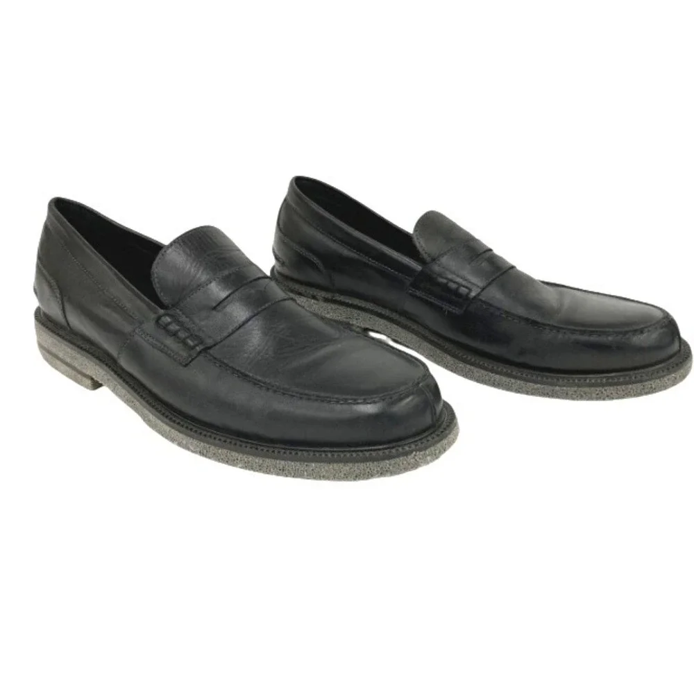 Donald Pliner Landry Mens Black‎ Leather Slip On Loafers Penny Shoes Size 12M